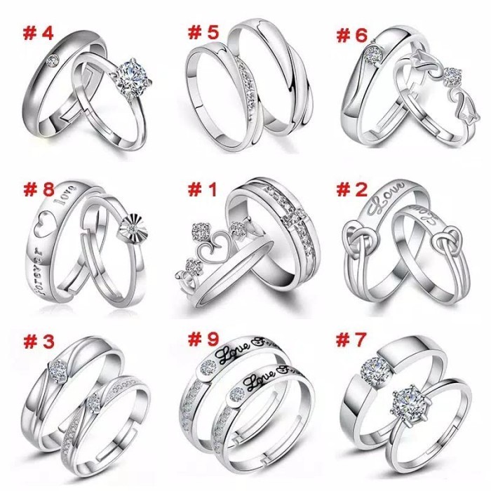 Cincin - Cincin Couple Perak 925 Pria/ Wanita Pasangan/ Tunangan/ Nikah S925