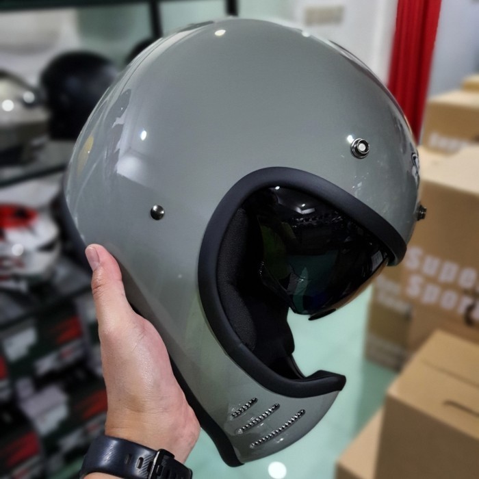 Helm - Zeus Zs 916D Audi Gray Helm Cakil Retro Free Topi Peak