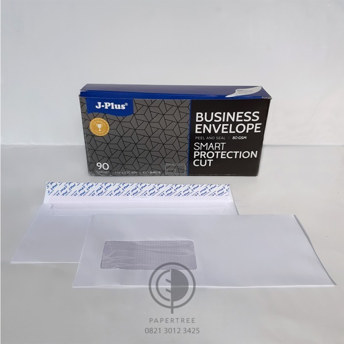 BRG BARU Amplop Putih Jendela J-PLUS Biru Tipe 90 [KABINET] 80 gsm