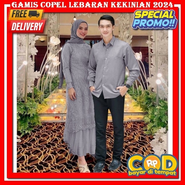 Gamis Couple Pasangan Kekinian Sarimbitan Keluarga Gami Kopelan Ied Mubarak Gamis Lebaran 2024 Terba