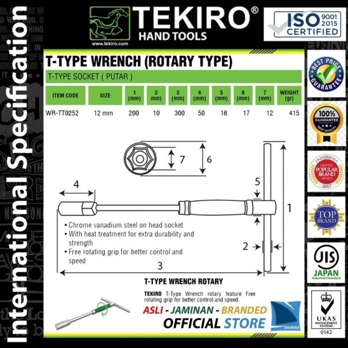 Bisa COD Kusus Hari Ini Tekiro Kunci Sock T Putar 8 / 10 / 11 / 12 / 13 / 14 / 17 / 19 Mm - 14 Hemat