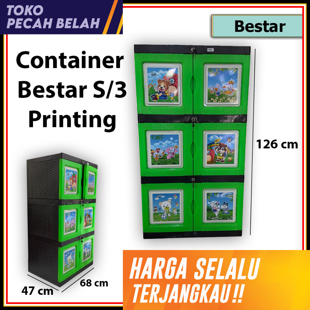 Container Lemari Pakaian Bestar susun 3 Printing