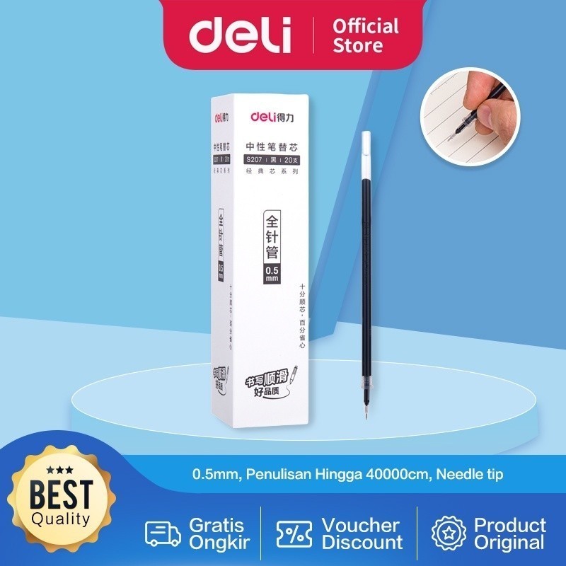 

GGS DELI029 Deli Gel Pen Refill / Isi Ulang Pulpen Gel 0.5mm Hitam/Biru/Merah Panjang Penulisan Hingga 400m S206 Y1671