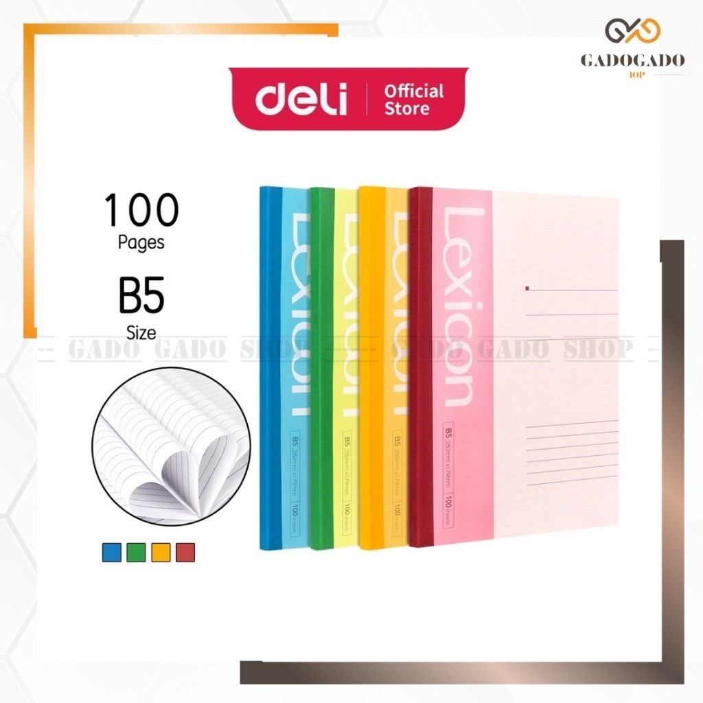 

GGS DELI049 Deli Notebook / Buku Catatan Tanpa Jilid Kawat, Soft Cover 4 Warna 30 Lembar A5 Y1688