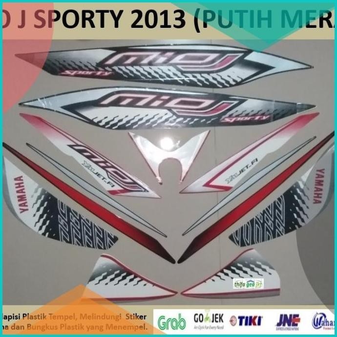 Mio J 2013 Putih Merah Motor Yamaha Stiker Striping Stripping Sticker