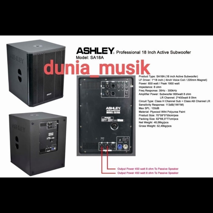 SUBWOFER AKTIF ASHLEY SA18A 18INCH ORIGINAL