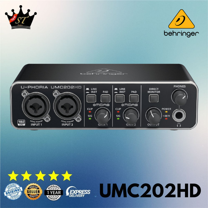 BEHRINGER UMC202HD UMC202 HD UMC-202 UMC 202 USB INTERFACE SOUNDCARD