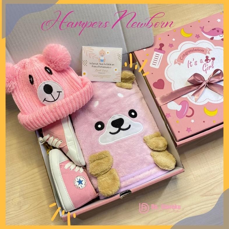 Flash Sale Hampers Baby Newborn / Kado Bayi Lahir Set Lucu / Hampers Bayi Handuk Baju Sepatu Satu Se