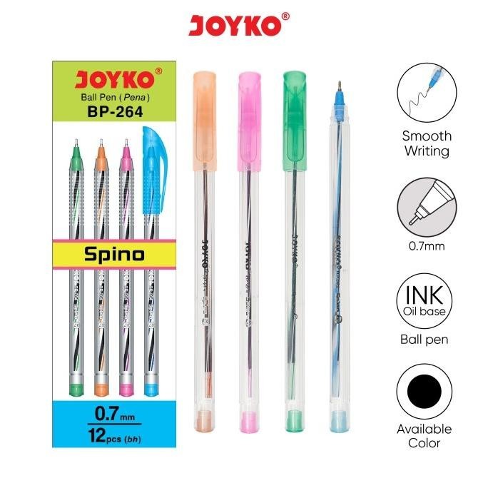 

Ball Pen / Pulpen / Pena Joyko Bp-264 / Spino / 1 Box 12 Pcs / 0.7 Mm