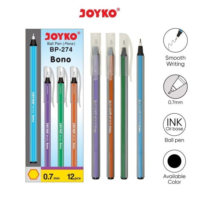 

Ball Pen Pulpen Pena Joyko Bp-274 Bono 0.7 Mm 1 Box 12 Pcs