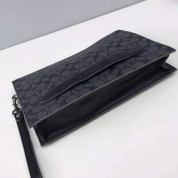 Pouch Pria 73148 Structured Pouch in Signature Canvas Charcoal Black Spesial