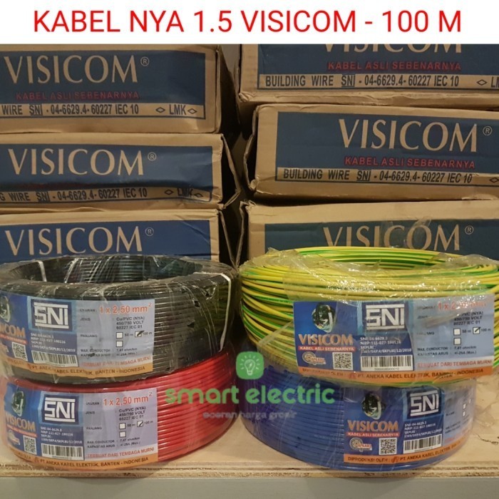 Kabel Listrik Engkel Visicom NYA 1.5mm 100 meter Tunggal SNI LMK Bagus