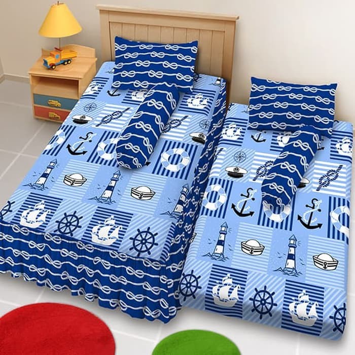 Sprei Kintakun D'Luxe 2in1 Kasur Sorong Single Size Uk. 120x200 - Marine