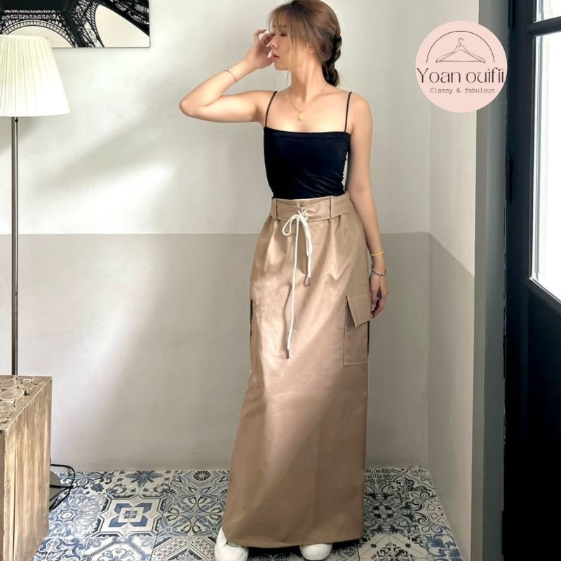 Yoan 542 - Quenzy Skirt Cargo | Long skirt Cargo wanita | Rok Cargo panjang