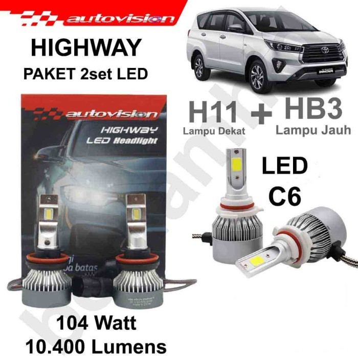PAKET LED INNOVA REBORN AUTOVISION HIGHWAY LAMPU DEKAT H11+JAUH HB3