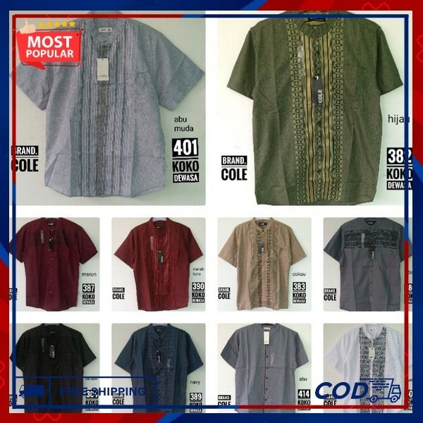 Baju Koko High Quality Kokoh Dwasa Terlaris Kemeja Koko Muslm Bahan Lembut Pria Lengan Panjang Atasa