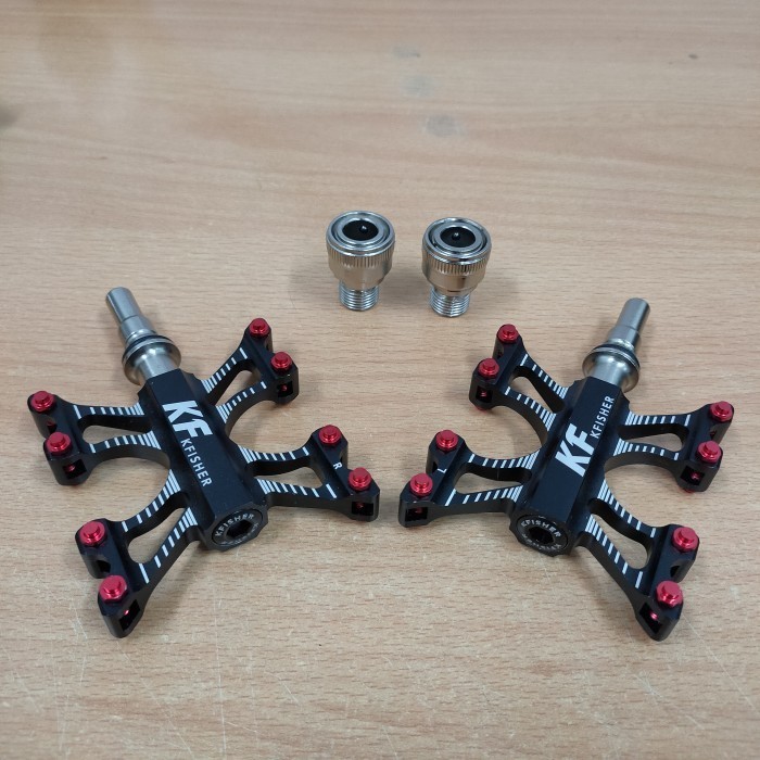 PEDAL QUICK RELEASE KFISHER BEARING PREMIUM WITH ADAPTER BLACK RED