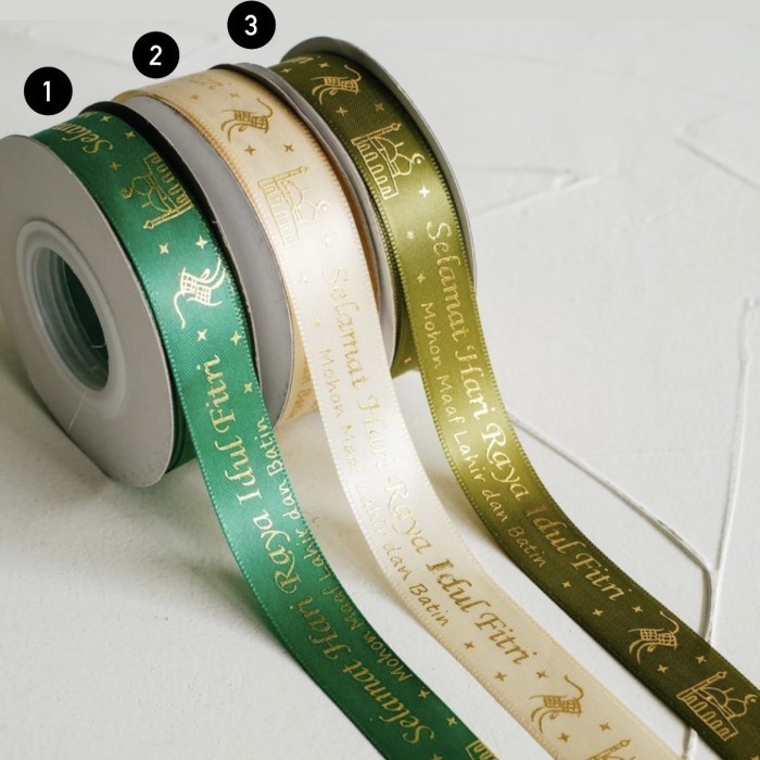 

Pita Idul Fitri Lebaran / Premium Eid Mubarak Ribbon 1 Roll 050