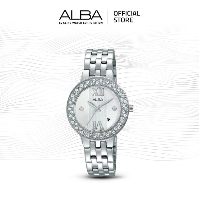 Jam Tangan Swarovski Stainless Wanita Silver Alba AH7H45 Quartz Analog AH7H45X1 Original