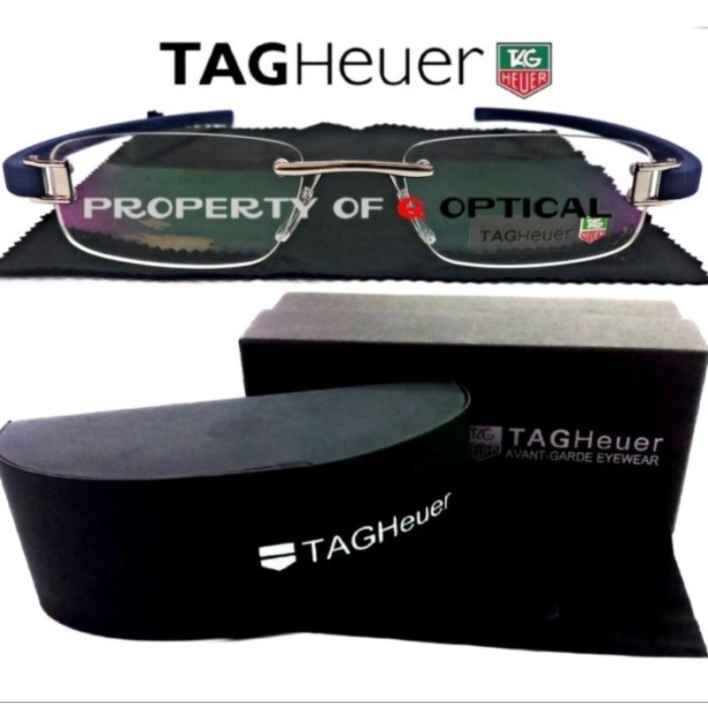 Kacamata Frame Pria Tag Heuer TH5069 C2-6 Silver Blue Titanium Rimless
