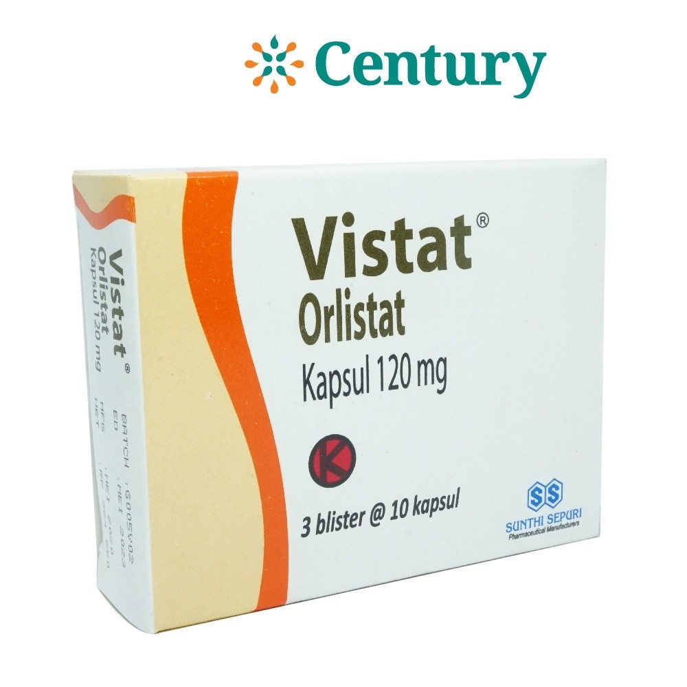 VISTAT 120MG 1 STRIP 10 TAB / ORLISTAT 120 MG / OBESITAS / TERAPI BERKELEBIHAN BERAT BADAN / DIET / 