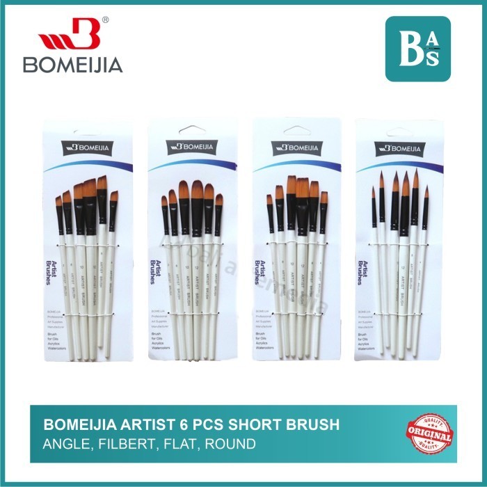 

Terlaris Bomeijia Artist 6 Pcs Short Brush Round / Filbert / Angle / Flat Promo Terbaru