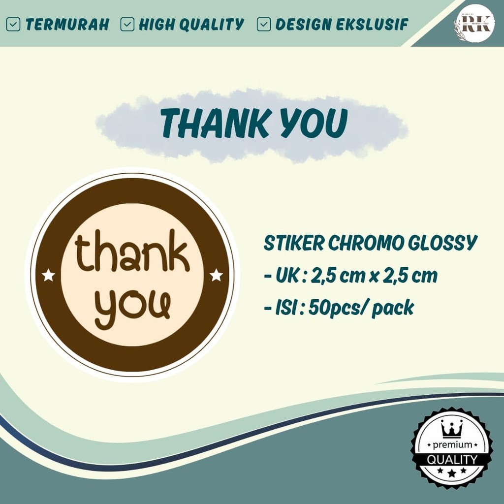 

STIKER THANK YOU I CHROMO GLOSSY I EKSKLUSIF I HIGH QUALITY I 1 Pack = 150 Stiker l Ukuran 2,5 cm