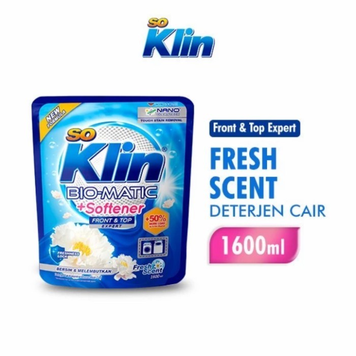 HOT PROMO So Klin Bio Matic Detergen Cair Bukaan Depan Front Load Liquid 1600 ml