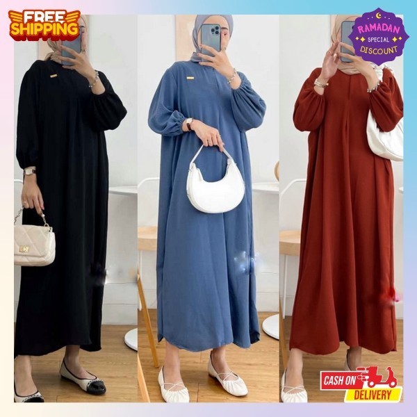 Gamis Wanita Terbaru 2023 Viral Games Dewasa 2024 Setelan Ghamis Lebaran Set Gamiis Long Tunik Kekin