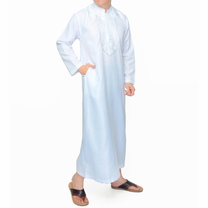 SALE jubah Gamis Arab Saudi pria muslim lengan panjang putih al haramain