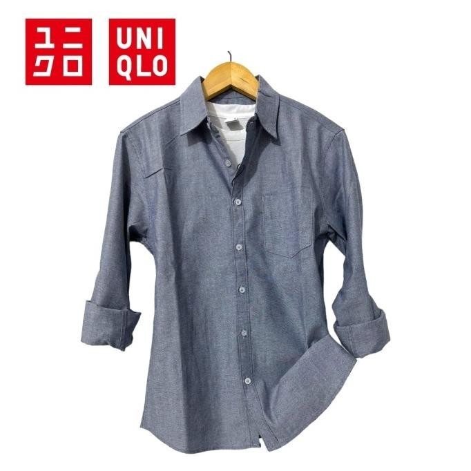UNIQLO Kemeja Putih Panjang Pria Casual Slimfit
