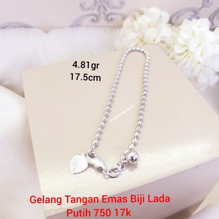 GELANG EMAS BIJI LADA LUNA PUTIH 750 17K