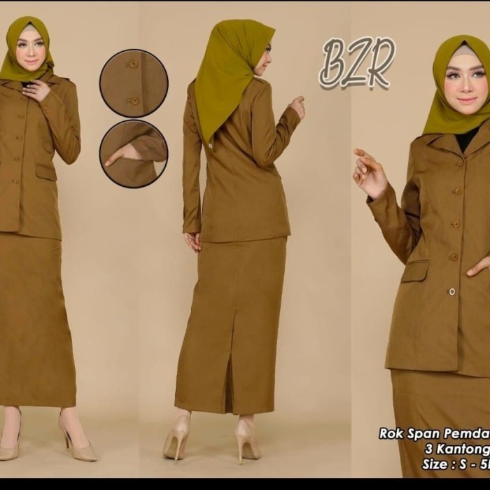 READY SET BLAZER BAJU SERAGAM PEMDA PNS DINAS WANITA KHAKI KEKI TERLARIS