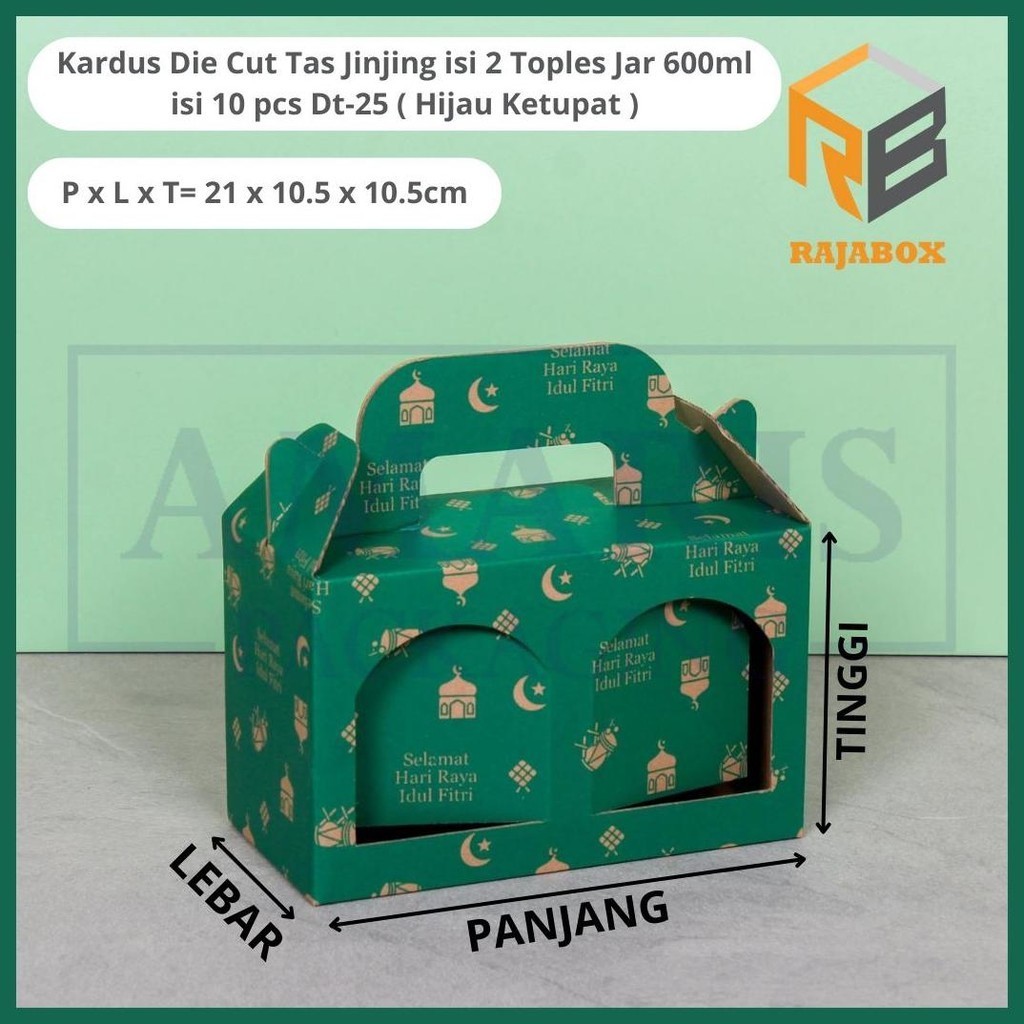 

New Product Kardus Die Cut Tas Jinjing Isi 2 Toples Jar DT-25 (UKURAN TOPLES 10CM DAN TINGGI 10CM) Amaris Packaging