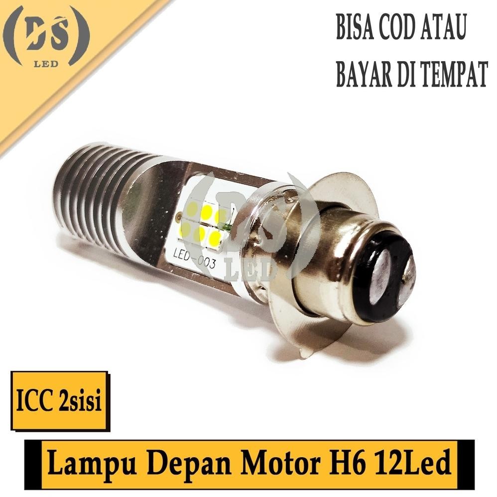 (AKSESORIS MOTOR) Lampu Led H6 Motor Beat Sinar KUNING 12 titik Led 2 Sisi / Lampu Led Depan Motor H