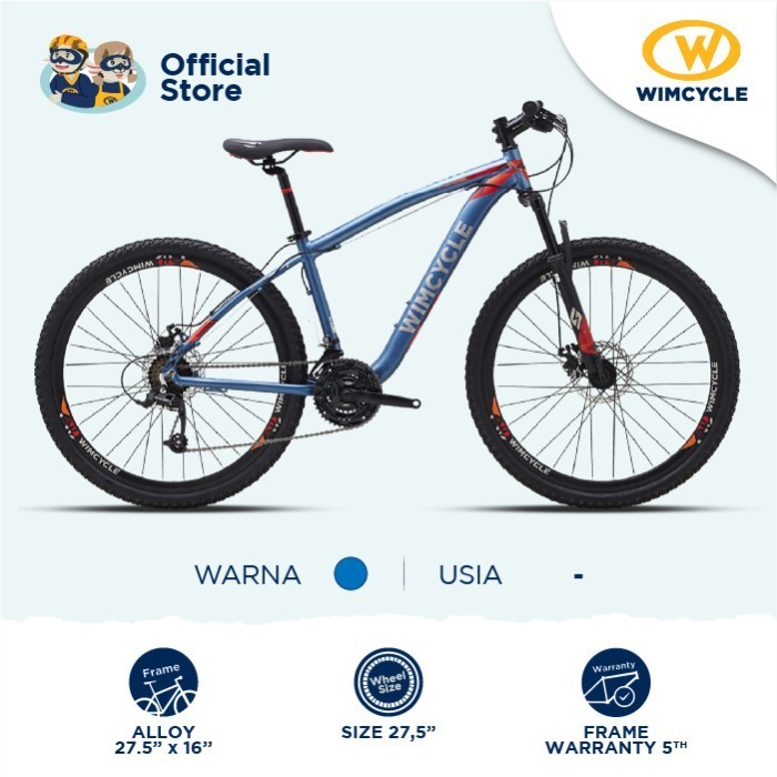 Wimcycle Sepeda Gunung MTB Storm 27.5 - Biru