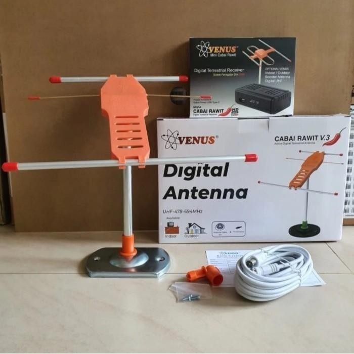 Paket Antena Venus Cabai Rawit V3 + Stb Dvbt2 Venus Mini Cr/ Mini Brio