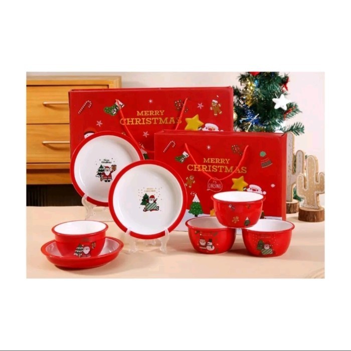 

Ready Piring Set Chistmas Gift / Hampers Natal Plate Set