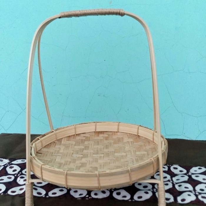 

Ready Tampah nampah nampan bundar bulat bambu kecil 18 cm susun tingkat 1