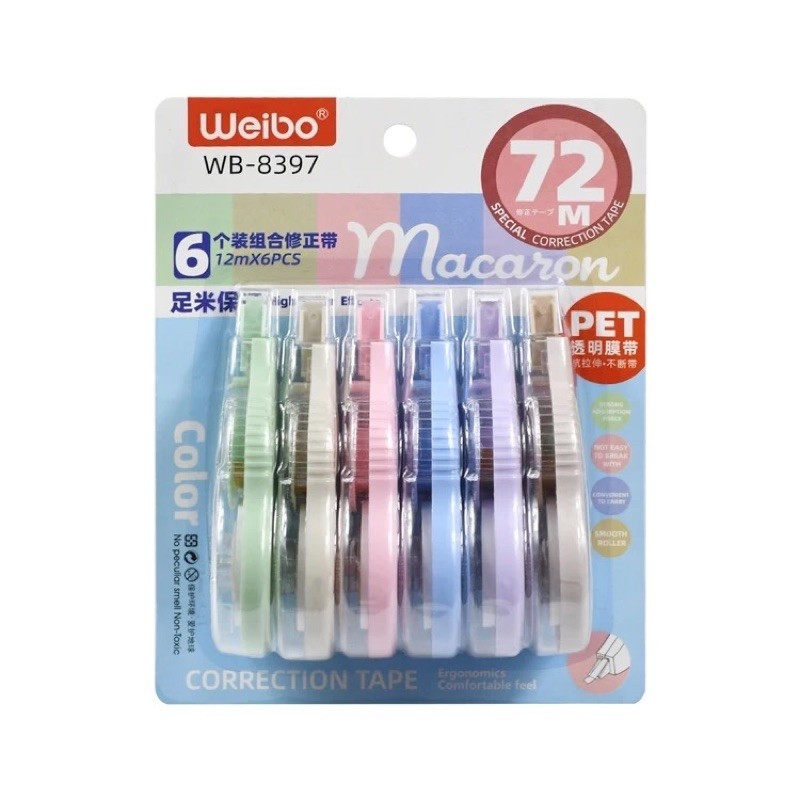 

Correction tape 12mm isi 6 pcs/ set warna lucu / tip ex / tipe-ex kertas