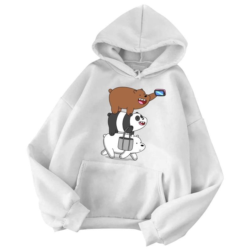 PANDA TUMPUK Hoodie Anak Perempuan Usia 5 6 7 8 9 10 11 12 13 14 15 Tahun Sweater Anak Perempuan Tan