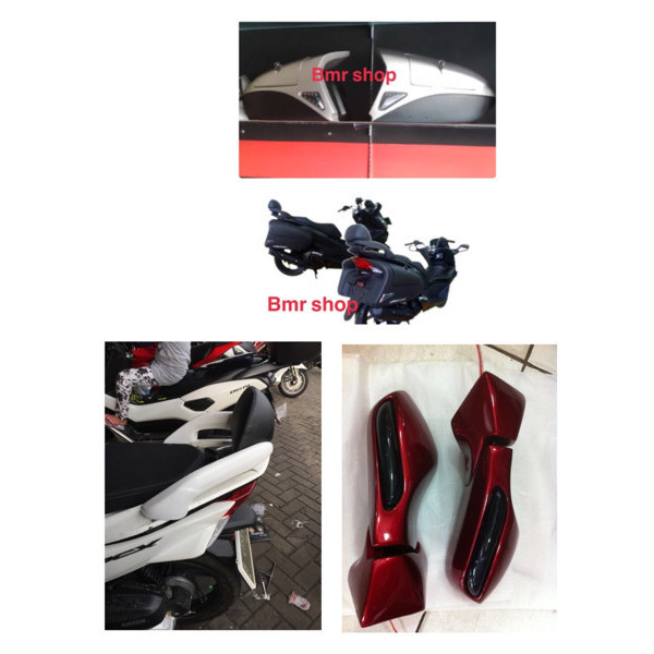 paket modif pcx 150 spion lipat+sen led,backrest/sandaran+box samping