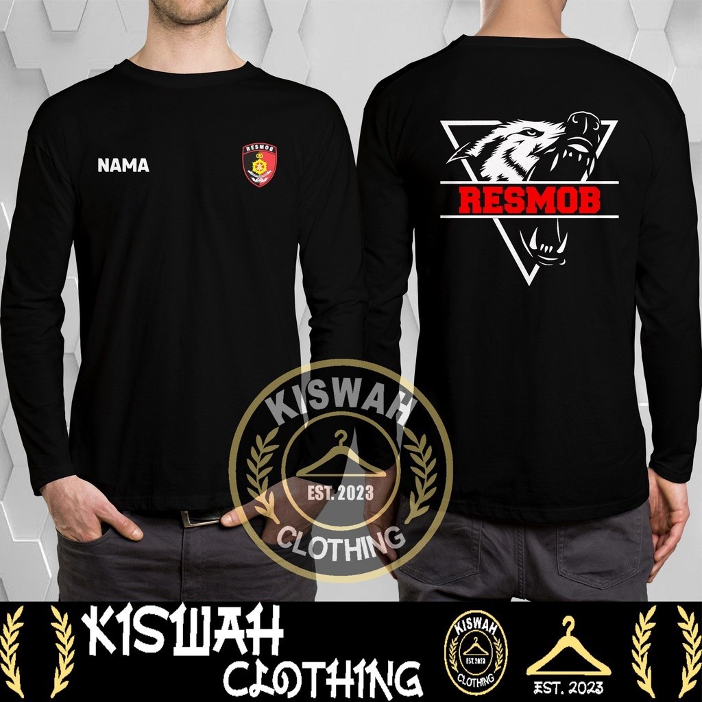 Kaos Tshirt Polisi RESMOB Siluet Custom Gratis Nama Kamu Lengan Panjang Baju Distro