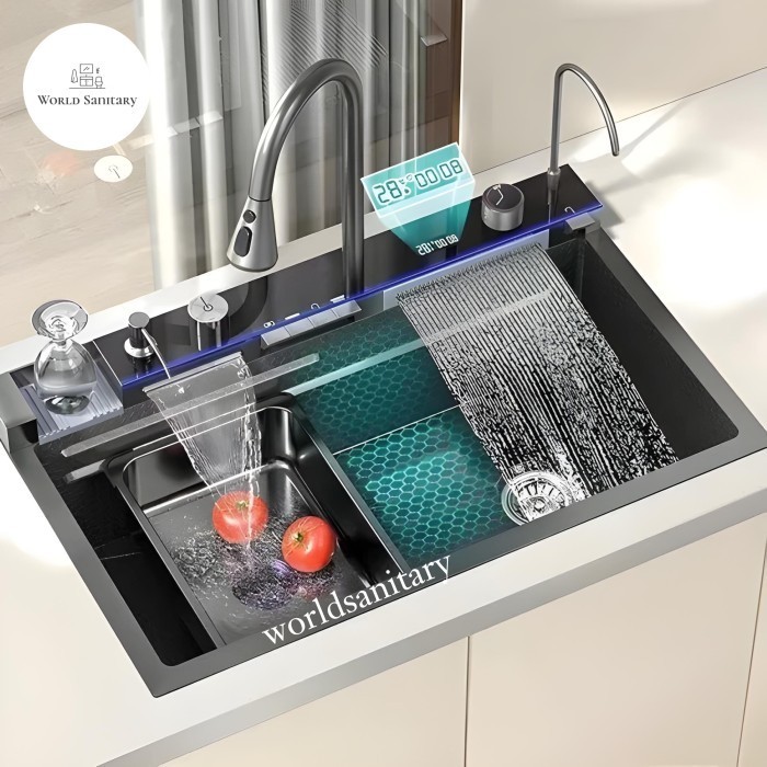 Terlaris Kitchen Sink Luxury Led Josida Bak Cuci Piring Black 7545 Promo Terbaru