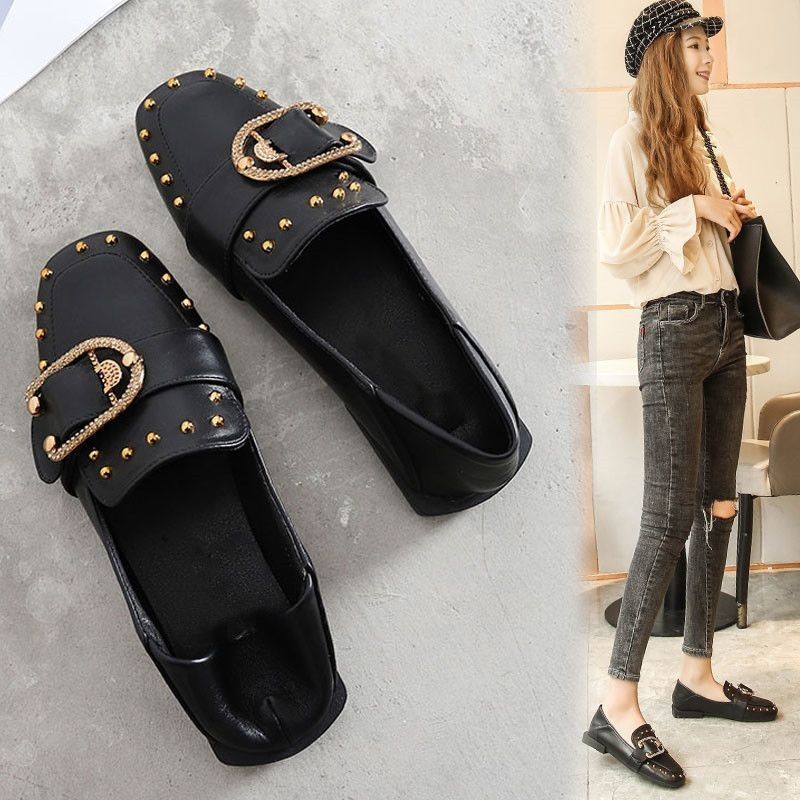 [Ready]Sepatu Kulit Kecil Keling Kasual Wanita   Sepatu Wanita Gaya Inggris   Sepatu Flat Serbaguna 