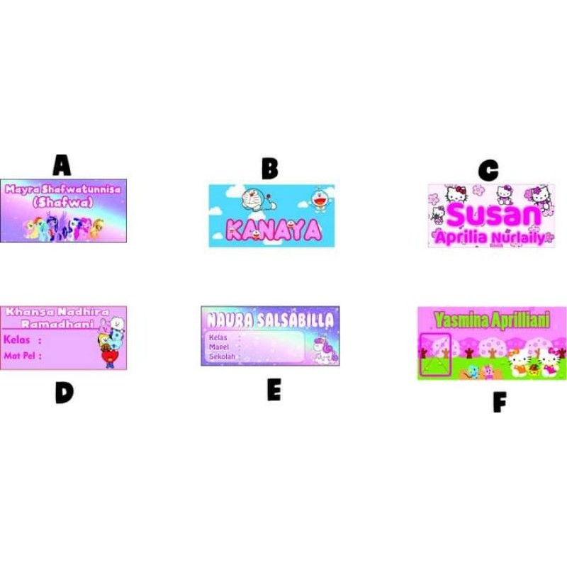 

stiker lebel nama anak