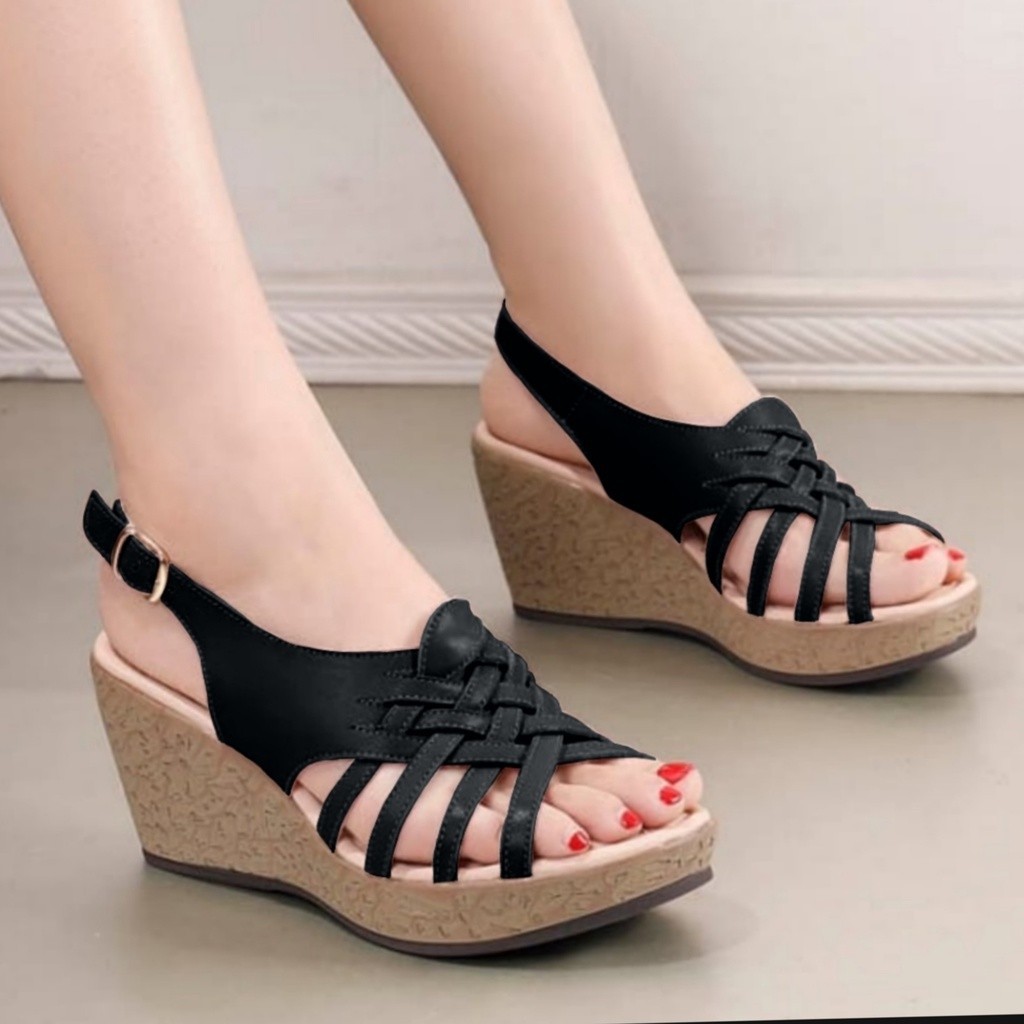 Sendal Sofia Terbaru Wedges Import Premium Nyaman Pesta Wedges Wanita Casual Sendal Tali Cewek Cod(B