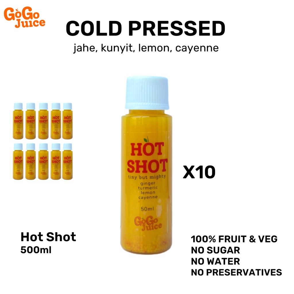 

Hot Shot 500Ml 10 Shots Immunity Shot Wellness Cold Pressed Ginger Turmeric Jahe Kunyit Sehat