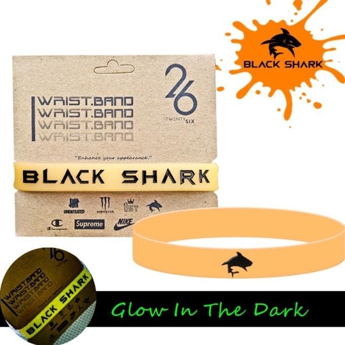 Terbaru BLACK SHARK WRISTBAND GELANG KARET BS FULLBLACK - BS ORANGE GLOW