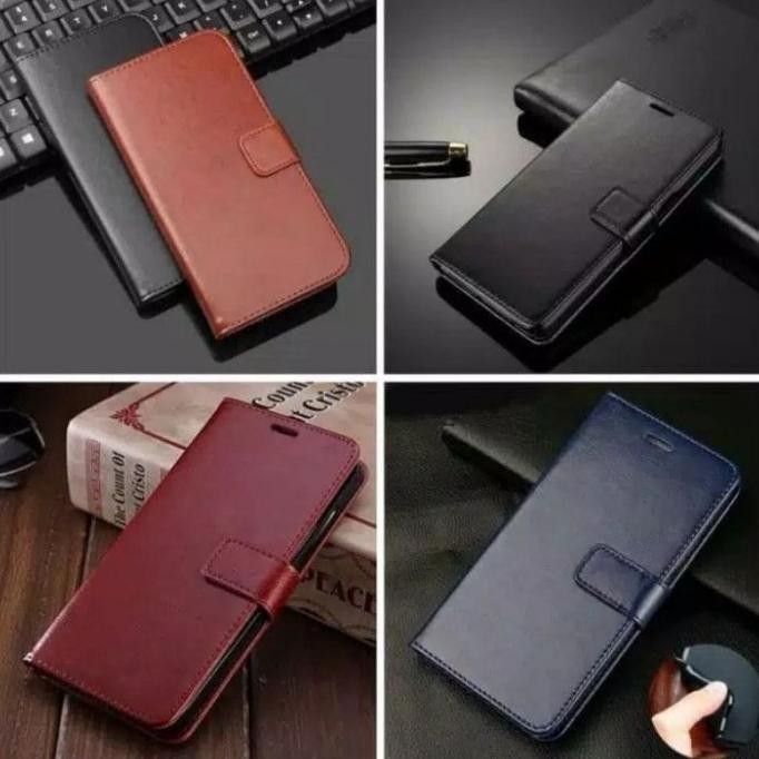 Trendy flip case samsung A9 pro / A10 / A20 / A30 / A50 flip dompet kulit hp - Hitam, A9 pro 